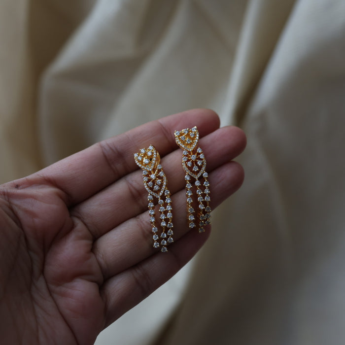 Heritage gold plated white stone short necklace with earrings H9233