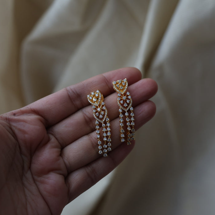 Heritage gold plated white stone short necklace with earrings H9233