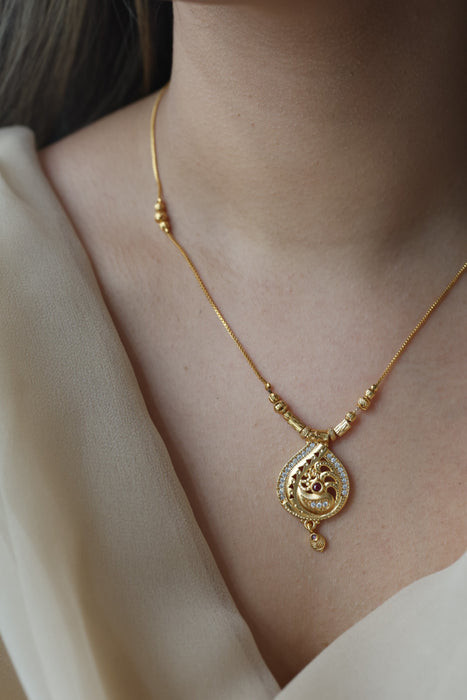 Heritage gold plated simple short necklace HS2113