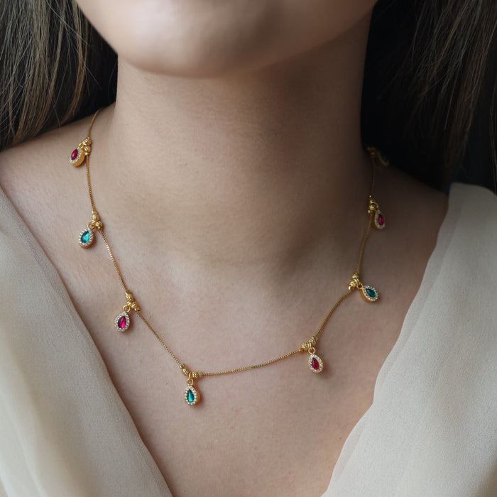 Heritage gold plated simple short necklace with earrings HS983