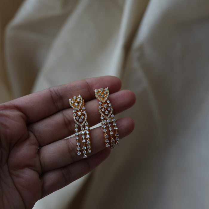 Heritage gold plated white stone short necklace with earrings H9233
