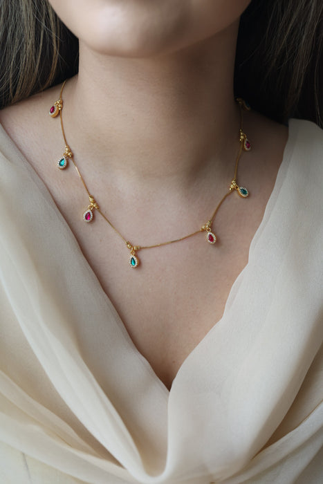 Heritage gold plated simple short necklace with earrings HS983