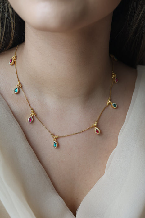 Heritage gold plated simple short necklace with earrings HS983