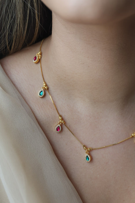 Heritage gold plated simple short necklace with earrings HS983