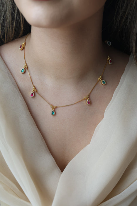 Heritage gold plated simple short necklace with earrings HS983