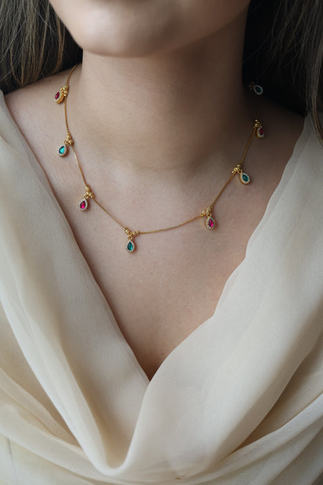 Heritage gold plated simple short necklace with earrings HS983