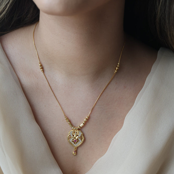 Heritage gold plated simple short necklace HS991