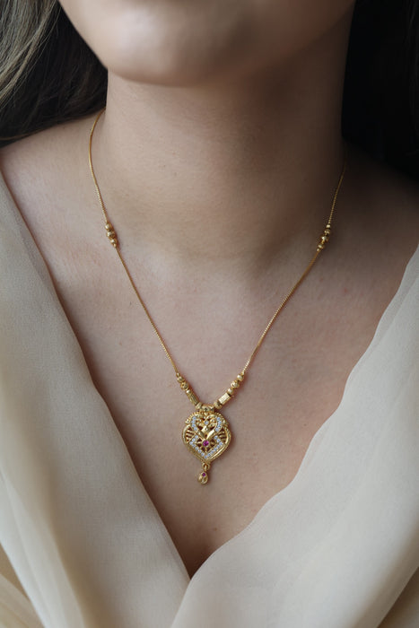 Heritage gold plated simple short necklace HS991
