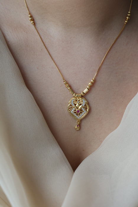Heritage gold plated simple short necklace HS991