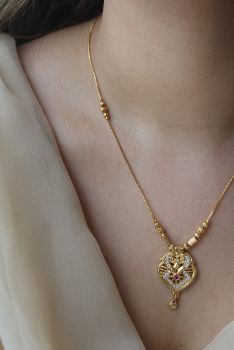 Heritage gold plated simple short necklace HS991
