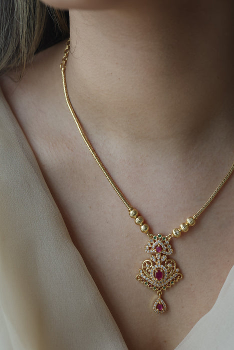 Heritage gold plated short necklace H2431