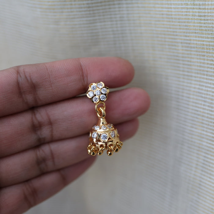 Heritage gold plated white stone jumka earrings HJ1760