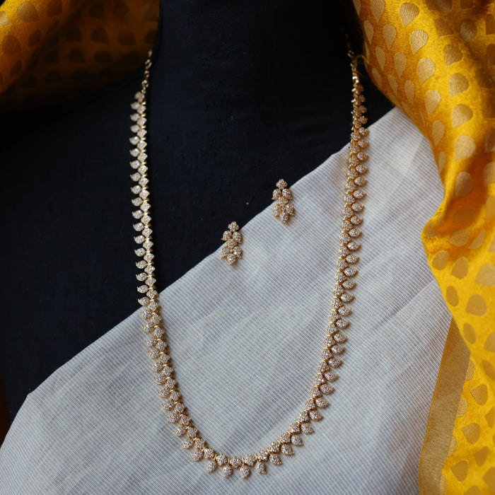 Heritage gold plated white stone mango long necklace with earrings / waistchain HL2956