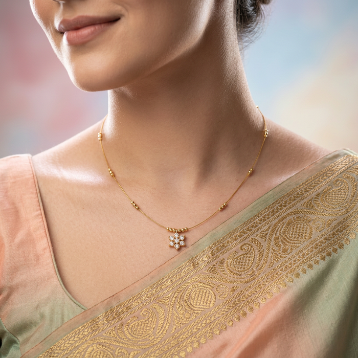 Heritage gold plated invisible short necklace IN902