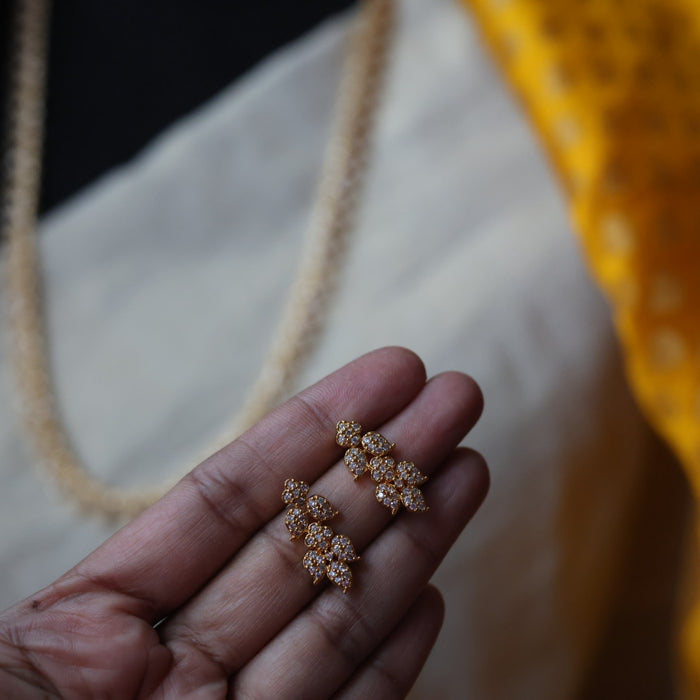 Heritage gold plated white stone mango long necklace with earrings / waistchain HL2956
