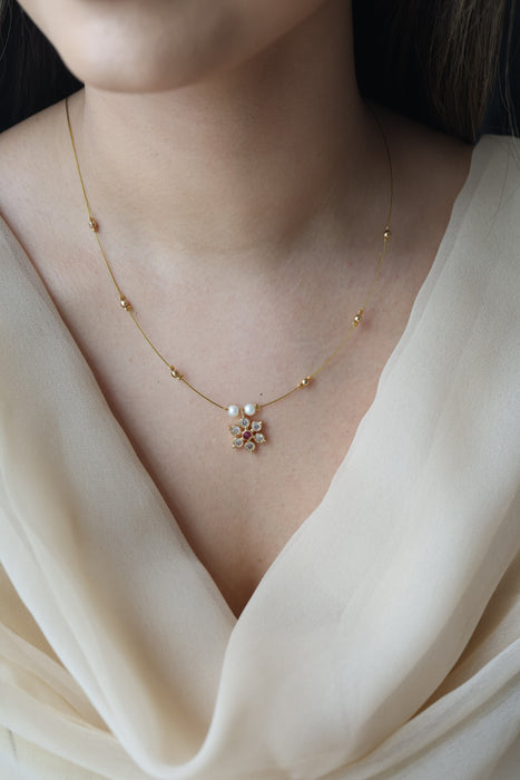 Heritage ruby white stone invisible short necklace IN345