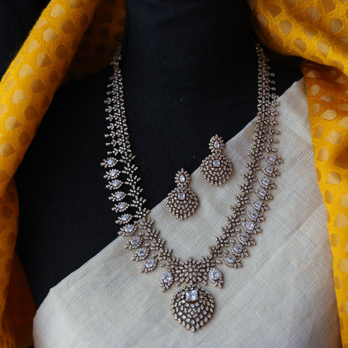 Victorian ruby stone long necklace with earrings V7923