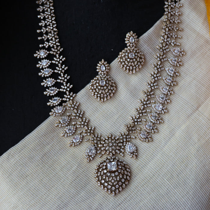 Victorian ruby stone long necklace with earrings V7923