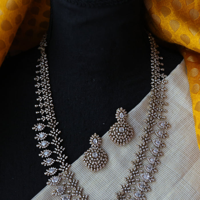 Victorian ruby stone long necklace with earrings V7923