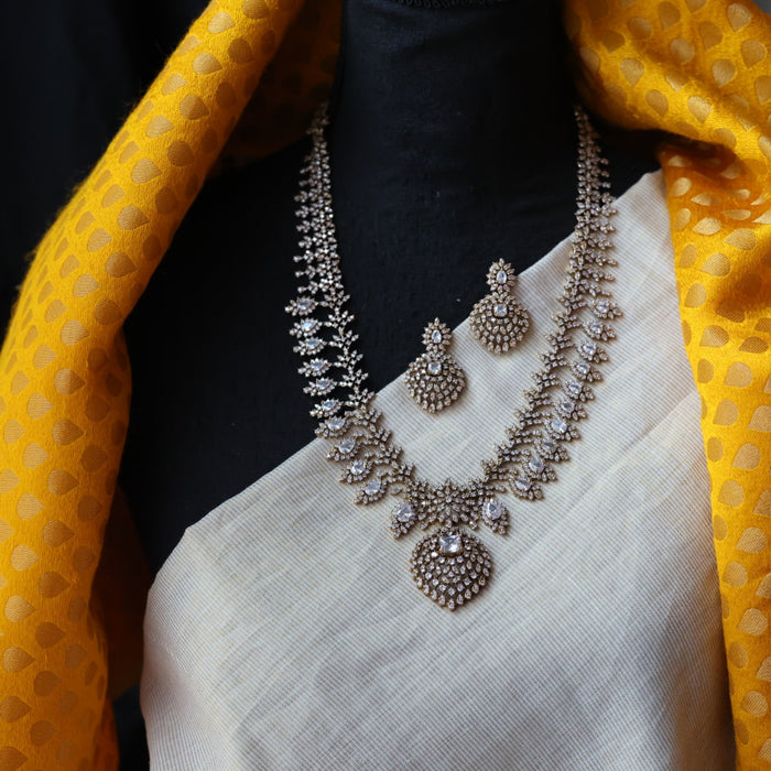 Victorian ruby stone long necklace with earrings V7923