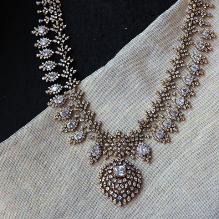 Victorian ruby stone long necklace with earrings V7923