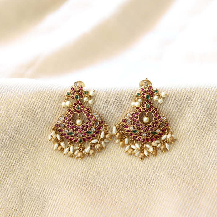 Antique ruby stone flat earrings AD345