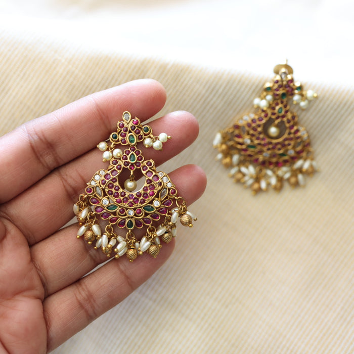 Antique ruby stone flat earrings AD345
