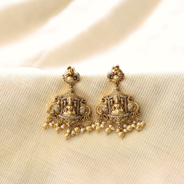 Antique temple design flat earrings  AD412