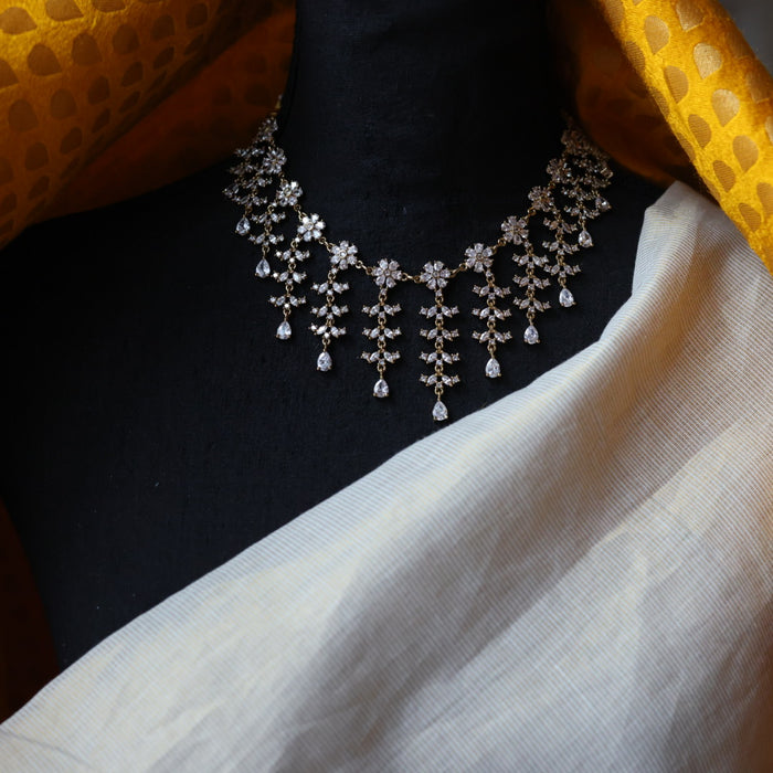 Victorian white stone choker necklace with earrings V6223