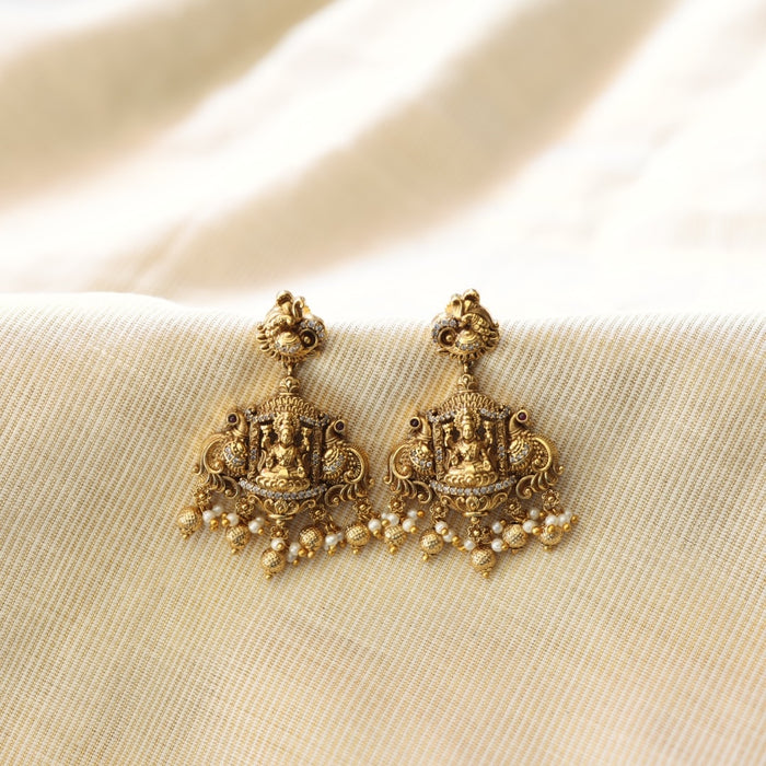 Antique temple design flat earrings  AD412