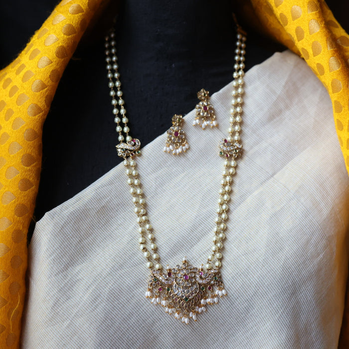 Padmini pearl long necklace with earrings PAD455
