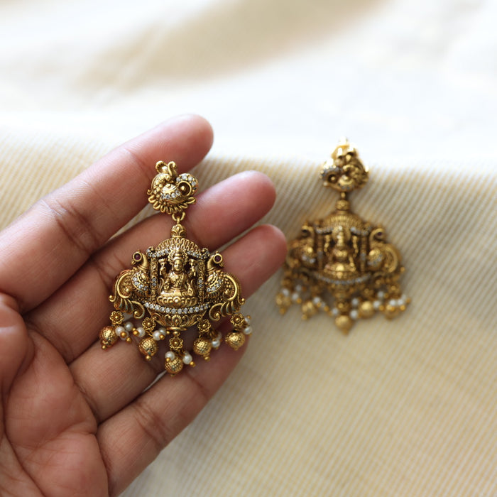Antique temple design flat earrings  AD412