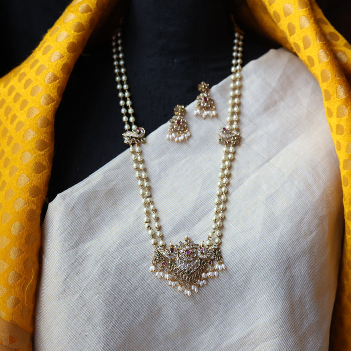 Padmini pearl long necklace with earrings PAD455
