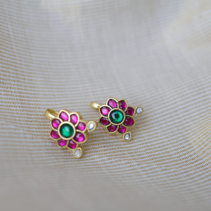 Classic Kundan Floral Bugadi Style Earrings AS7645