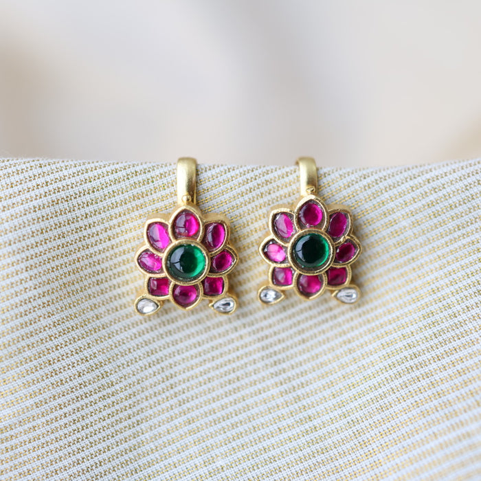 Classic Kundan Floral Bugadi Style Earrings AS7645