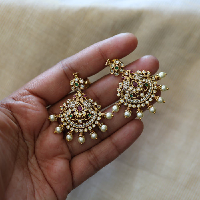 Antique temple design flat earrings  AD416
