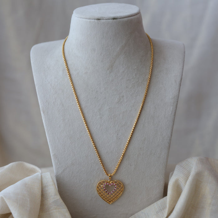 Heritage gold plated pendant long chain necklace HC1356
