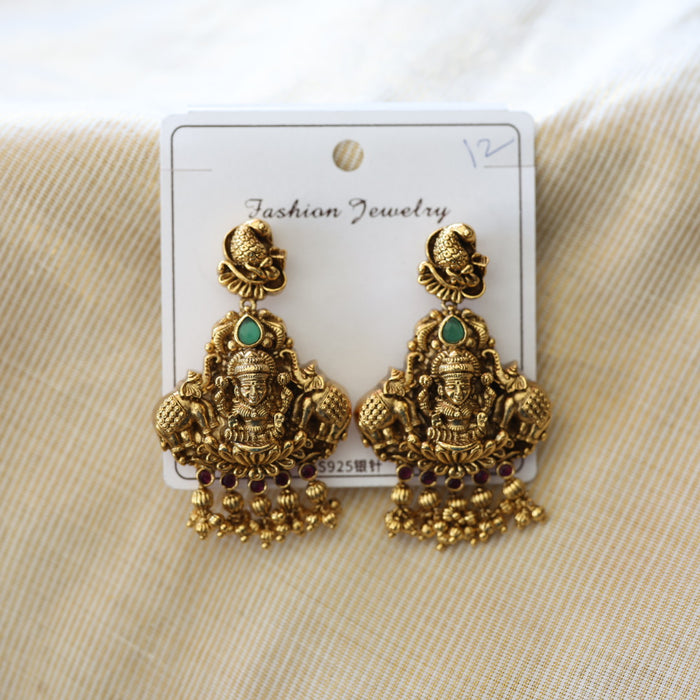 Antique temple design flat earrings  AD420