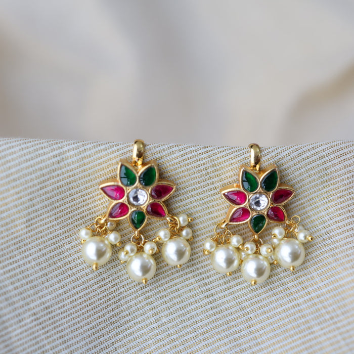 Classic Kundan Floral Bugadi Style Earrings AS7648