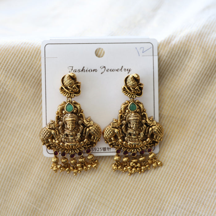 Antique temple design flat earrings  AD420