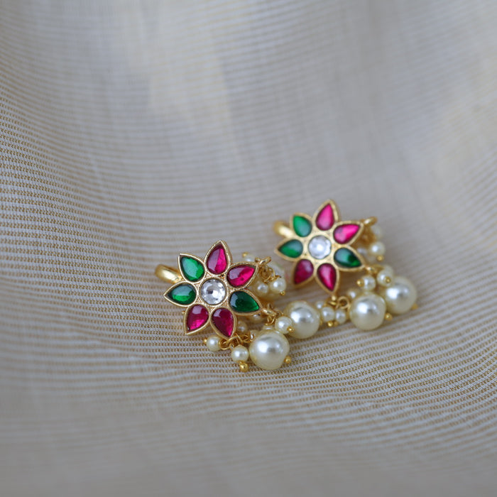 Classic Kundan Floral Bugadi Style Earrings AS7648