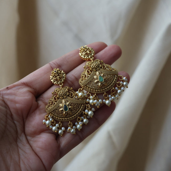Antique gold short necklace with earrings AG223