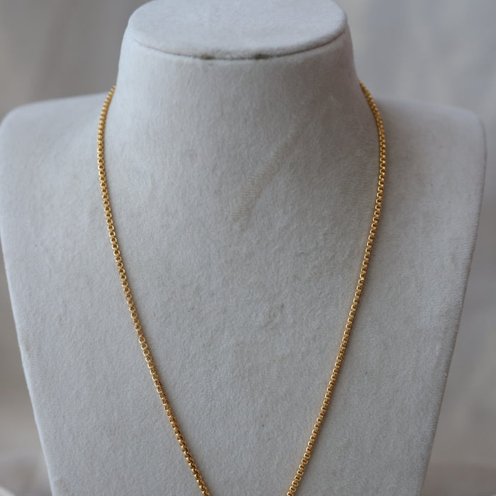 Heritage gold plated white stone pendant long chain necklace HC783