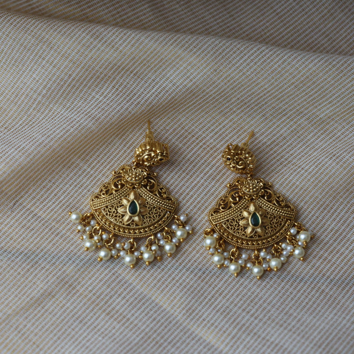 Antique gold short necklace with earrings AG223
