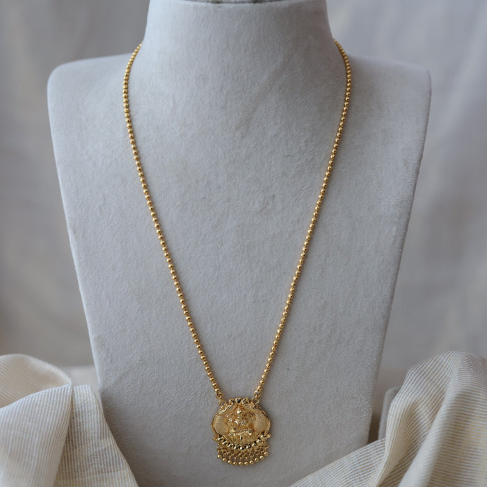 Heritage gold plated lakshmi pendant long chain HC7251