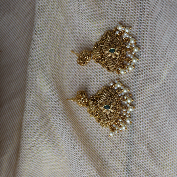 Antique gold short necklace with earrings AG223