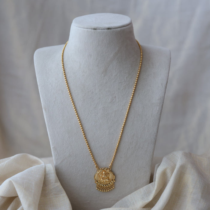 Heritage gold plated lakshmi pendant long chain HC7251
