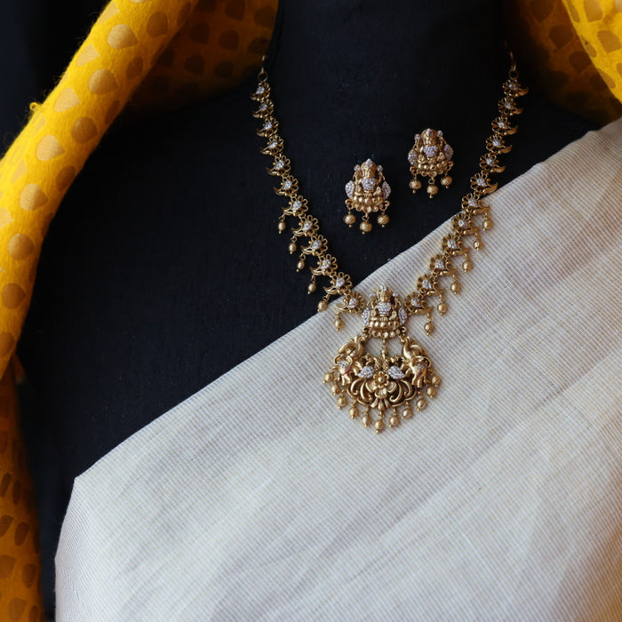 Antique temple design short necklace and earrings S1B1387