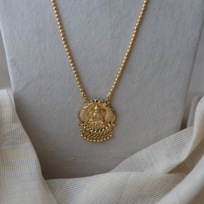 Heritage gold plated lakshmi pendant long chain HC7251