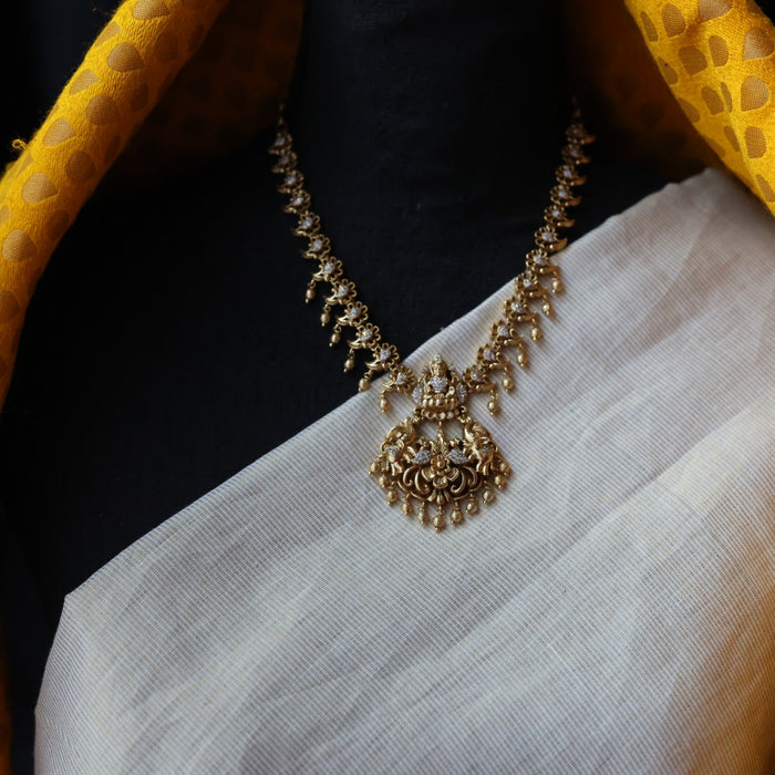 Antique temple design short necklace and earrings S1B1387